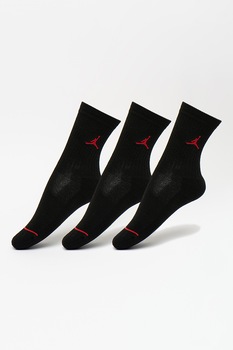 Nike, Set de sosete pana la glezna cu logo Jordan Jumpman - 3 perechi, Negru, 35-37.5 EU Nike, Set de sosete pana la glezna cu logo Jordan Jumpman - 3 perechi, Negru, 35-37.5 EU