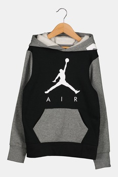 Nike, Hanorac cu buzunar kangaroo JDB Jumpman, Negru/Gri melange Nike, Hanorac cu buzunar kangaroo JDB Jumpman, Negru/Gri melange