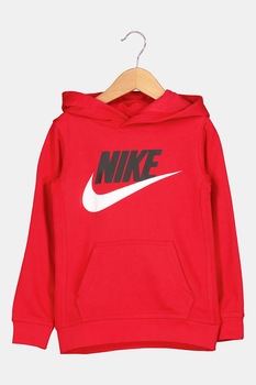 Nike, Hanorac cu imprimeu logo si buzunar kangaroo, 110-116 CM, Rosu Nike, Hanorac cu imprimeu logo si buzunar kangaroo, 110-116 CM, Rosu