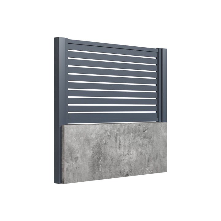 Panou de gard din aluminiu, model CRONOS, L2000 x H1000, cu 11 elemente orizontale