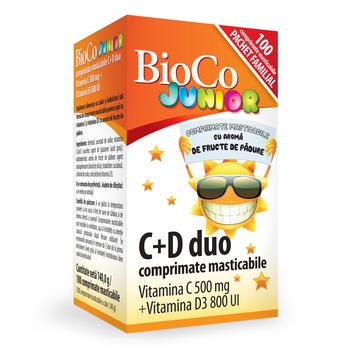 Vitamina C si Vitamina D - DUO Junior x 100 comprimate masticabile / Bioco Vitamina C si Vitamina D - DUO Junior x 100 comprimate masticabile / Bioco
