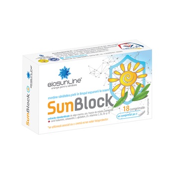 Supliment alimentar Sun Block, BioSunLine, 18 comprimate Supliment alimentar Sun Block, BioSunLine, 18 comprimate