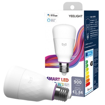 Bec LED RGB inteligent Yeelight W3 YLDP005, Wi-Fi, 8W, 900 lm, lumina colorata, sincronizare muzica si gaming, compatibil Google Assistant/SmartThings/Amazon Alexa Bec LED RGB inteligent Yeelight W3 YLDP005, Wi-Fi, 8W, 900 lm, lumina colorata, sincronizare muzica si gaming, compatibil Google Assistant/SmartThings/Amazon Alexa
