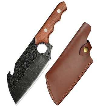 Cutit Viking, Forjat Manual, Patterned, Otel Inoxidabil cu Carbon, Full Tang 27 cm, Maner Lemn Maro, Husa Piele Ecologica, Blades® Cutit Viking, Forjat Manual, Patterned, Otel Inoxidabil cu Carbon, Full Tang 27 cm, Maner Lemn Maro, Husa Piele Ecologica, Blades®