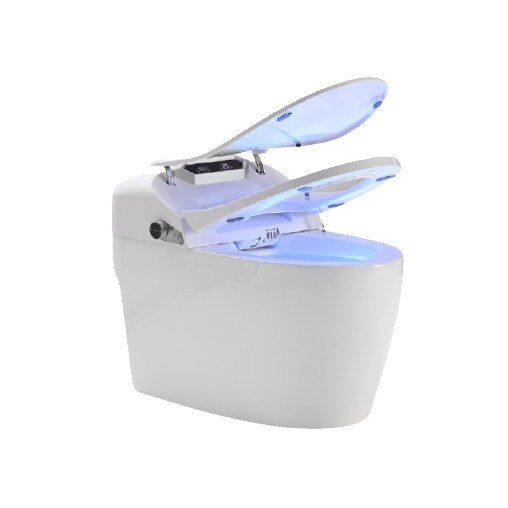 Toaleta wc smart cu memorie si difuzare vocala AIX©, ceramica, colac electric silentios 31x21, afisaj temperatura, functie bideu, antibacterian si deodorizant , evacuare in pardoseala , culoare alb