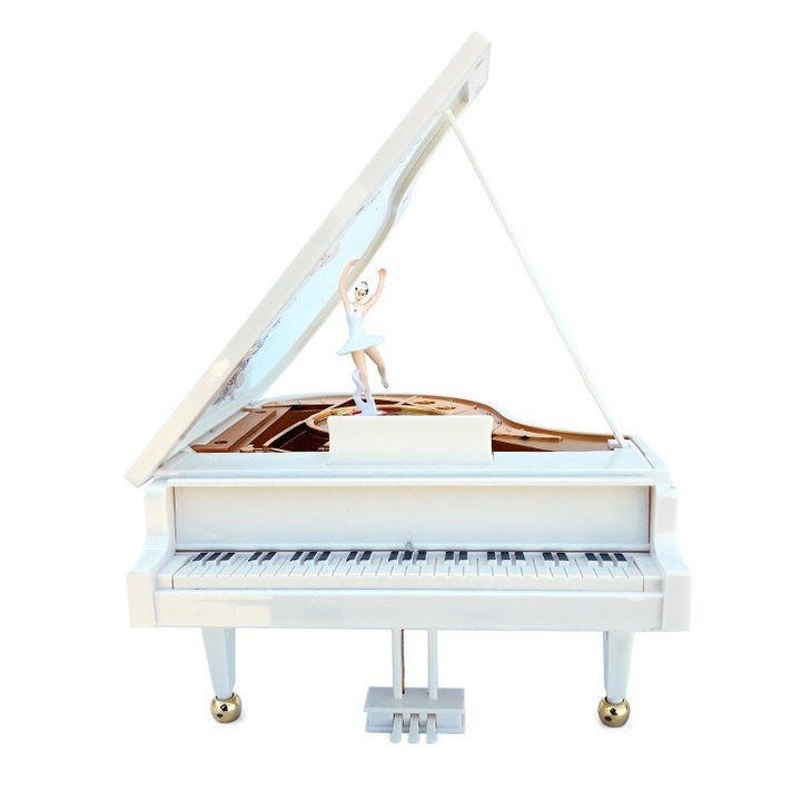 Cutie muzicala, cu cheita, in forma de pian cu cheita, 20 cm, 1482G
