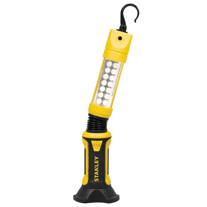 Работен LED фенер Stanley BF01AL-E, С кука и магнит, 90 лумена, 3 включени батерии, Черен/Жълт