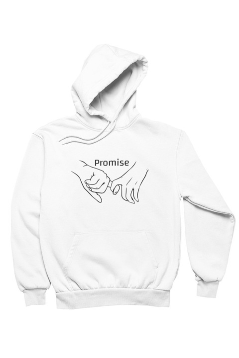 Hanorac cu gluga dama Mamino Promise, Imprimeu grafic, Bumbac/Poliester/Lycra, Alb, Alb
