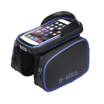 Geanta bicicleta impermeabila cu montare pe cadru, cu husa telefon pana la 16.5 cm, banda reflectorizanta pe ambele parti, spatiu depozitare 1.5L, albastru Geanta bicicleta impermeabila cu montare pe cadru, cu husa telefon pana la 16.5 cm, banda reflectorizanta pe ambele parti, spatiu depozitare 1.5L, albastru