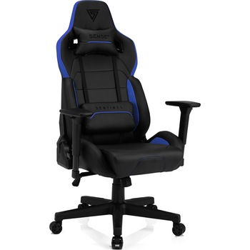 Scaun gaming SENSE7 Sentinel, piele ecologica, 150 kg, Negru/Albastru Scaun gaming SENSE7 Sentinel, piele ecologica, 150 kg, Negru/Albastru