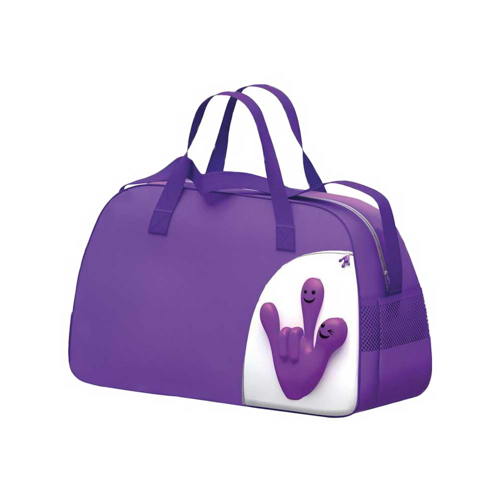 Geanta sport mov cu design distractiv 3D