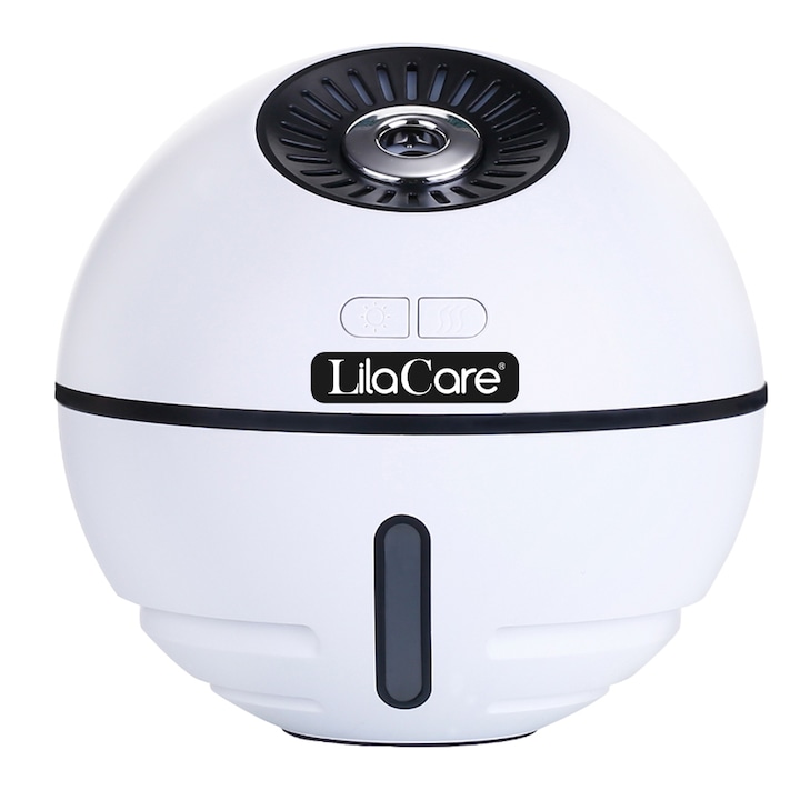 Umidificator, gura de ceata dubla, fara fir, baterie 3600mAh, capacitate 2L, lumina ambientala in 7 culori, silentios, protectie de siguranta