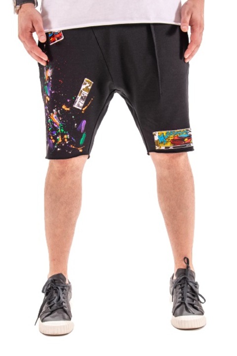 Pantaloni short cartoons M INTL, Negru, Bumbac