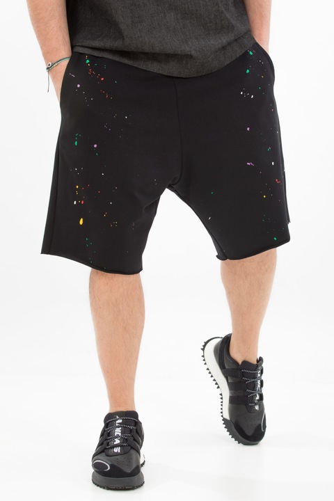 Pantaloni short black relaxed drops