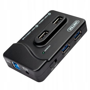 Set hub USB 3.0/5 adaptoare de alimentare USB 2.0 Unitek active 2, Negru Set hub USB 3.0/5 adaptoare de alimentare USB 2.0 Unitek active 2, Negru