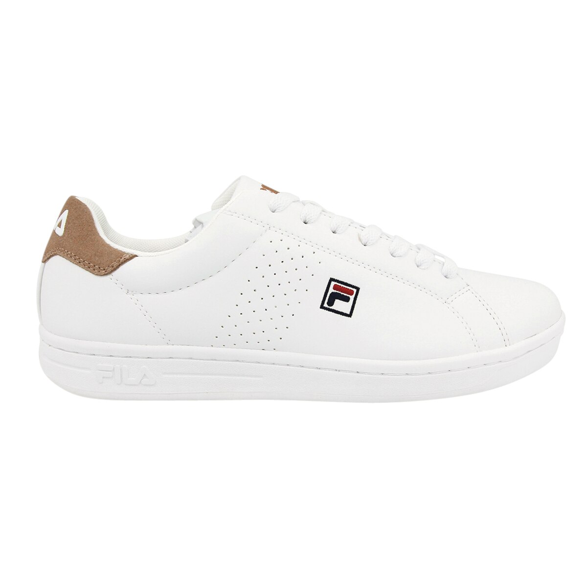 Pantofi sport Fila Crosscourt 2 F Low, Material sintetic, Alb/Maro, Alb/Maro
