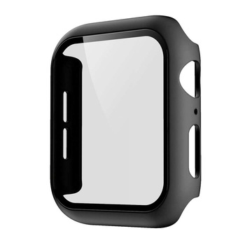 Husa Apple Watch Seria 4/5 44 mm, full cover 360 cu folie sticla inclusa, negru Husa Apple Watch Seria 4/5 44 mm, full cover 360 cu folie sticla inclusa, negru