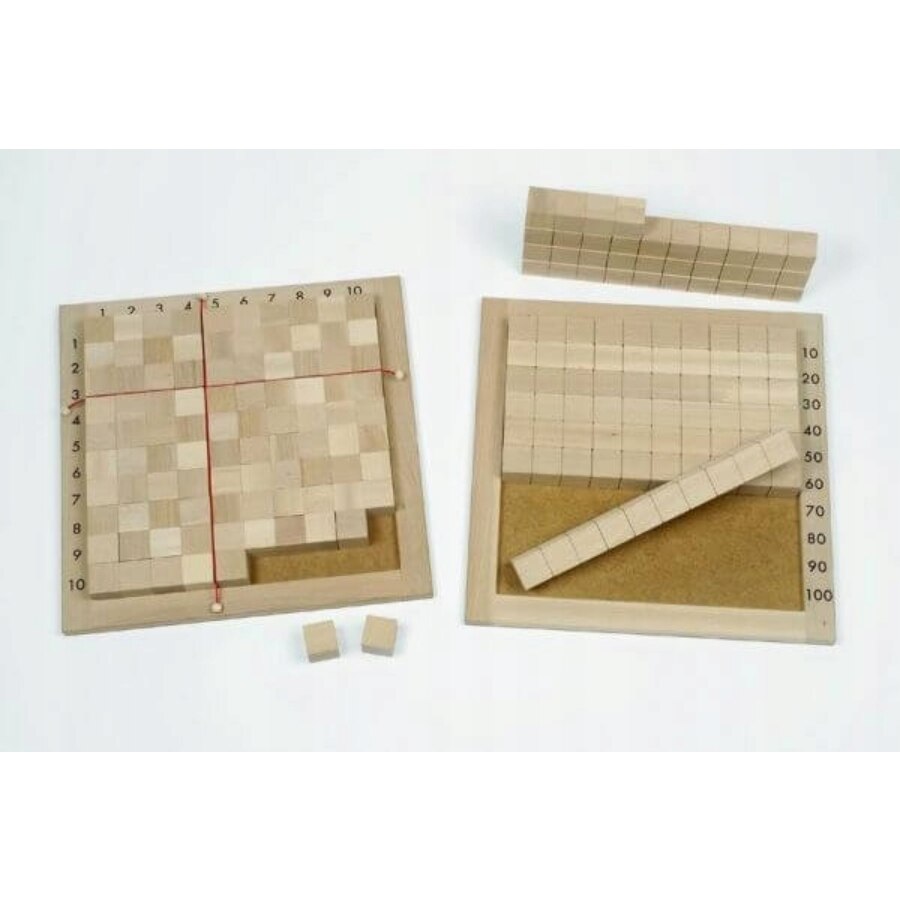 Joc 100 blocuri numerice INNE, Lemn, 2 rame, Maro, 36x36 cm