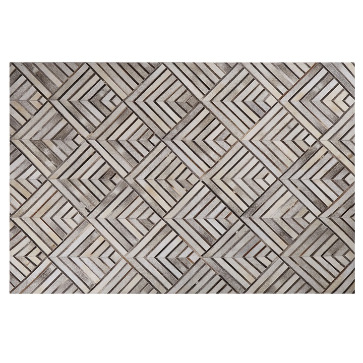 Marhabőr Szőnyeg Bézs Patchwork Geometriai Mintázat 140 x 200 cm Dekorációs Kiegészítő