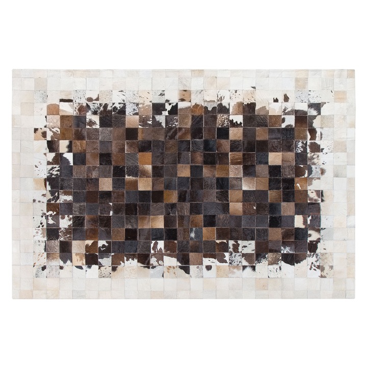 OKCULU Modern Barna És Bézs Bőr Szőnyeg 140 x 200 cm