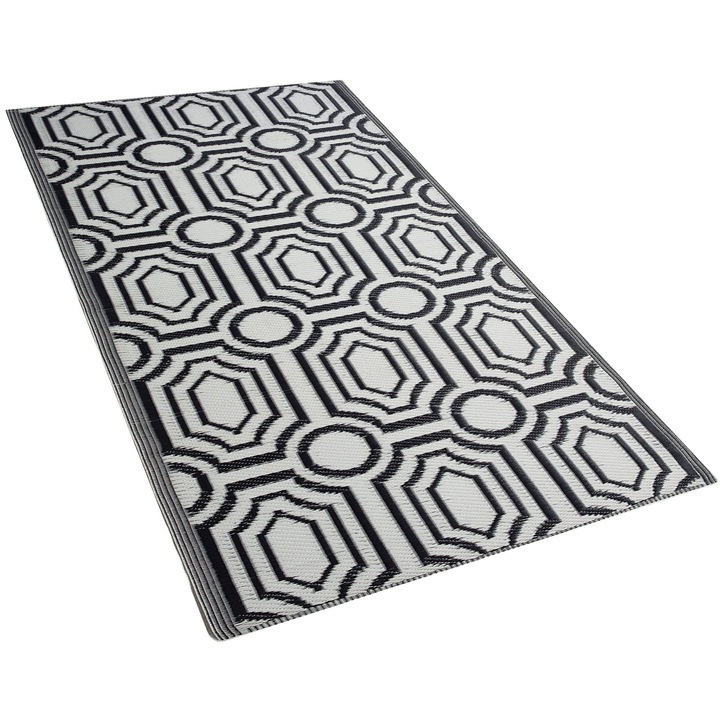Fekete Szintetikus Anyagú Szőnyeg 90 x 180 cm Modern Stílus