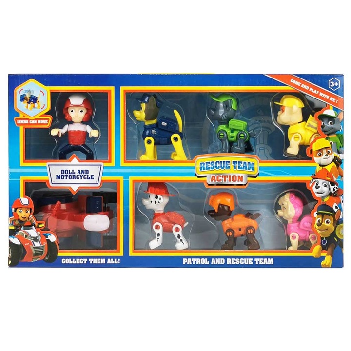 Paw Patrol szett, 7 karakter és buggy