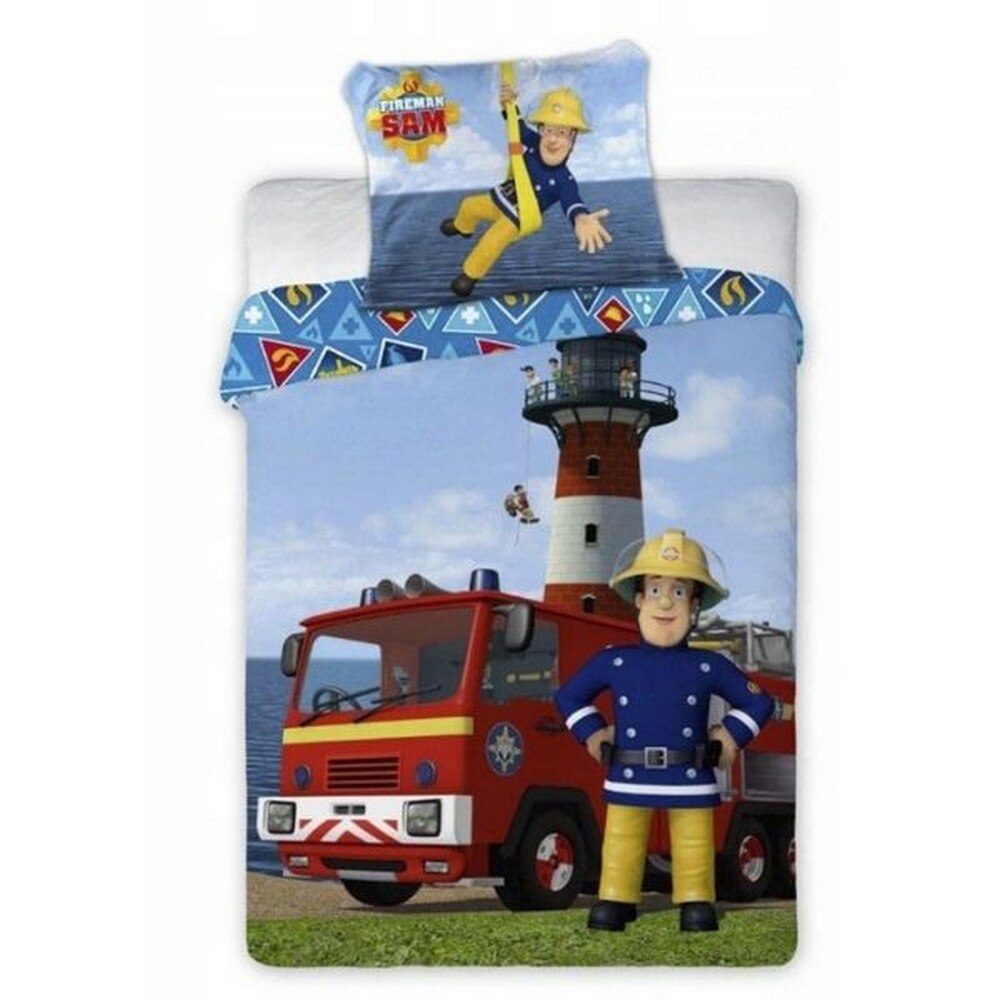 Lenjerie de pat pentru copii Faro, Pompierul Sam, Bumbac, 100x135cm