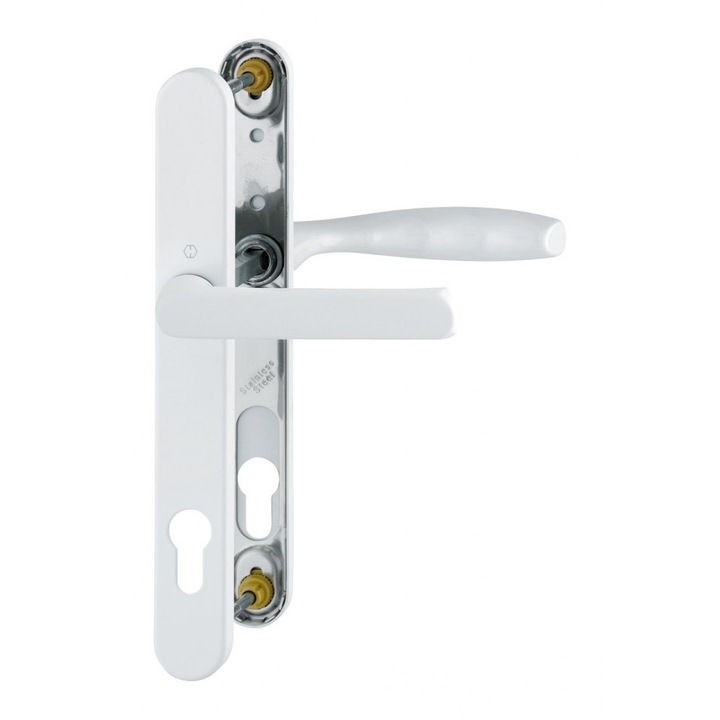 Maner usa termopan, Hoppe New York, exterior, asimetric, 92 x 30 mm, material aluminiu, culoare alb RAL9016