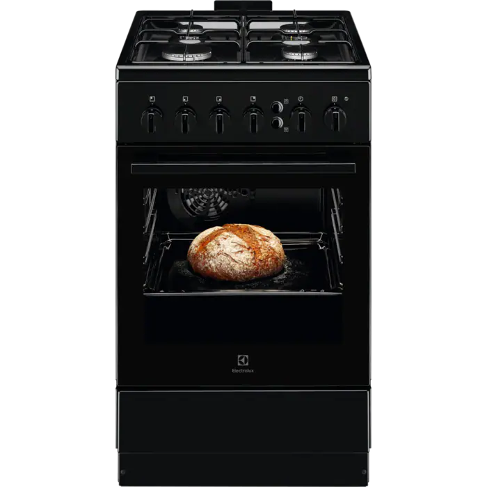 Aragaz ELECTROLUX Steambake LKK560000K, 4 arzatoare, Gaz + Electric, L 50 cm, Grill, Negru
