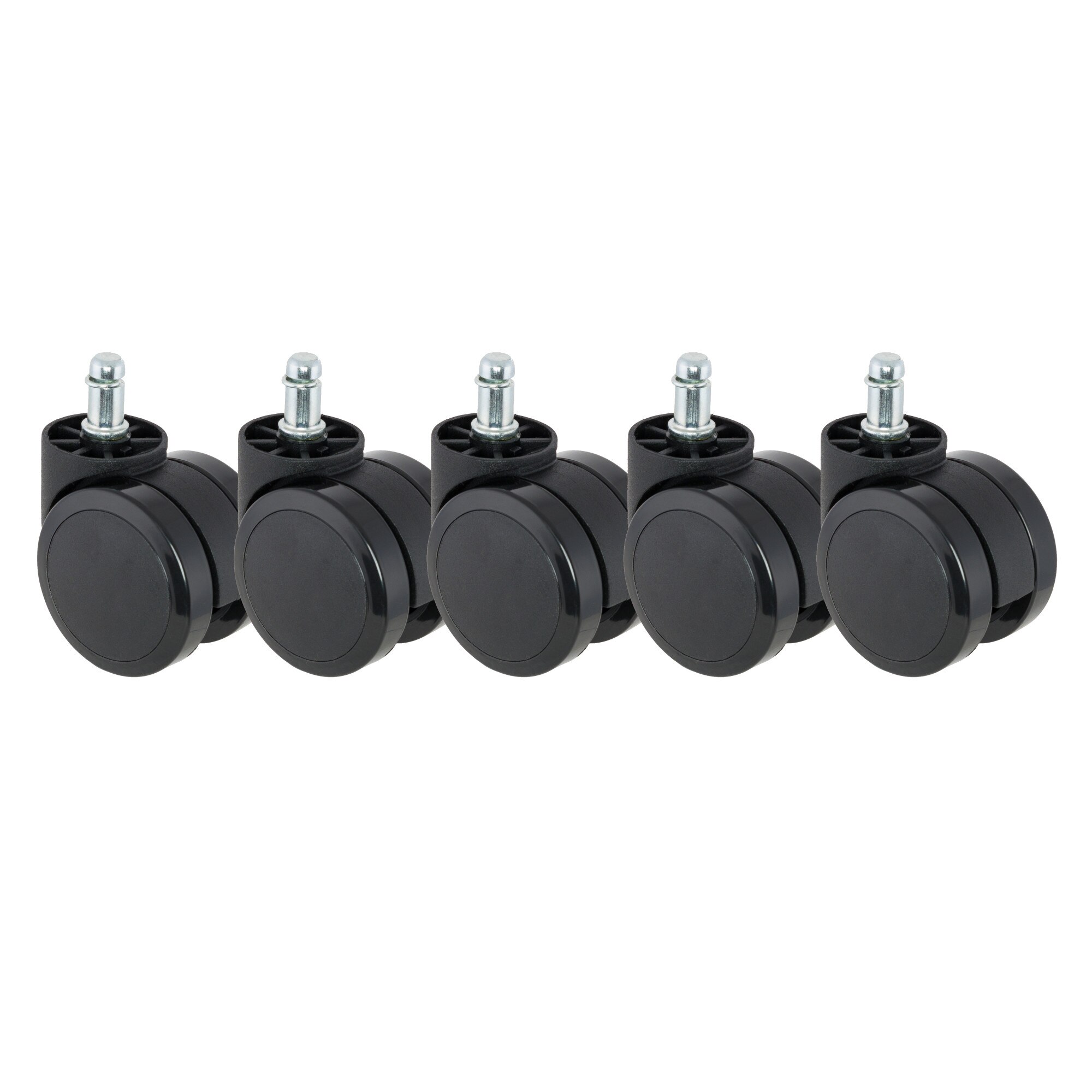 Set 5 Role gumate negre D60mm, PU, buza 38mm, prindere D11mm