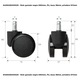 Set 5 Role gumate negre D60mm, PU, buza 38mm, prindere D11mm