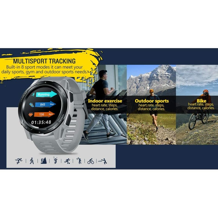 Часовник Zeblaze, IP67, 5ATM водоустойчив, С проследяване на HR и мултиспорт, Син