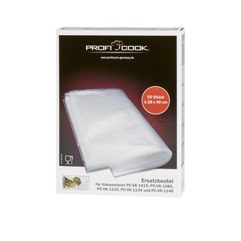 Set de 50 de pungi striate pentru vidat ProfiCook, 28 x 40 cm, reutilizabile, rezistente la rupere si temperaturi inalte, potrivite pentru cuptorul cu microunde Set de 50 de pungi striate pentru vidat ProfiCook, 28 x 40 cm, reutilizabile, rezistente la rupere si temperaturi inalte, potrivite pentru cuptorul cu microunde