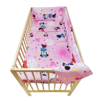 Lenjerie patut bebe cu aparatori laterale h33 cm, 6 piese, Minnie N, bumbac, multicolor, 120X60 cm Lenjerie patut bebe cu aparatori laterale h33 cm, 6 piese, Minnie N, bumbac, multicolor, 120X60 cm