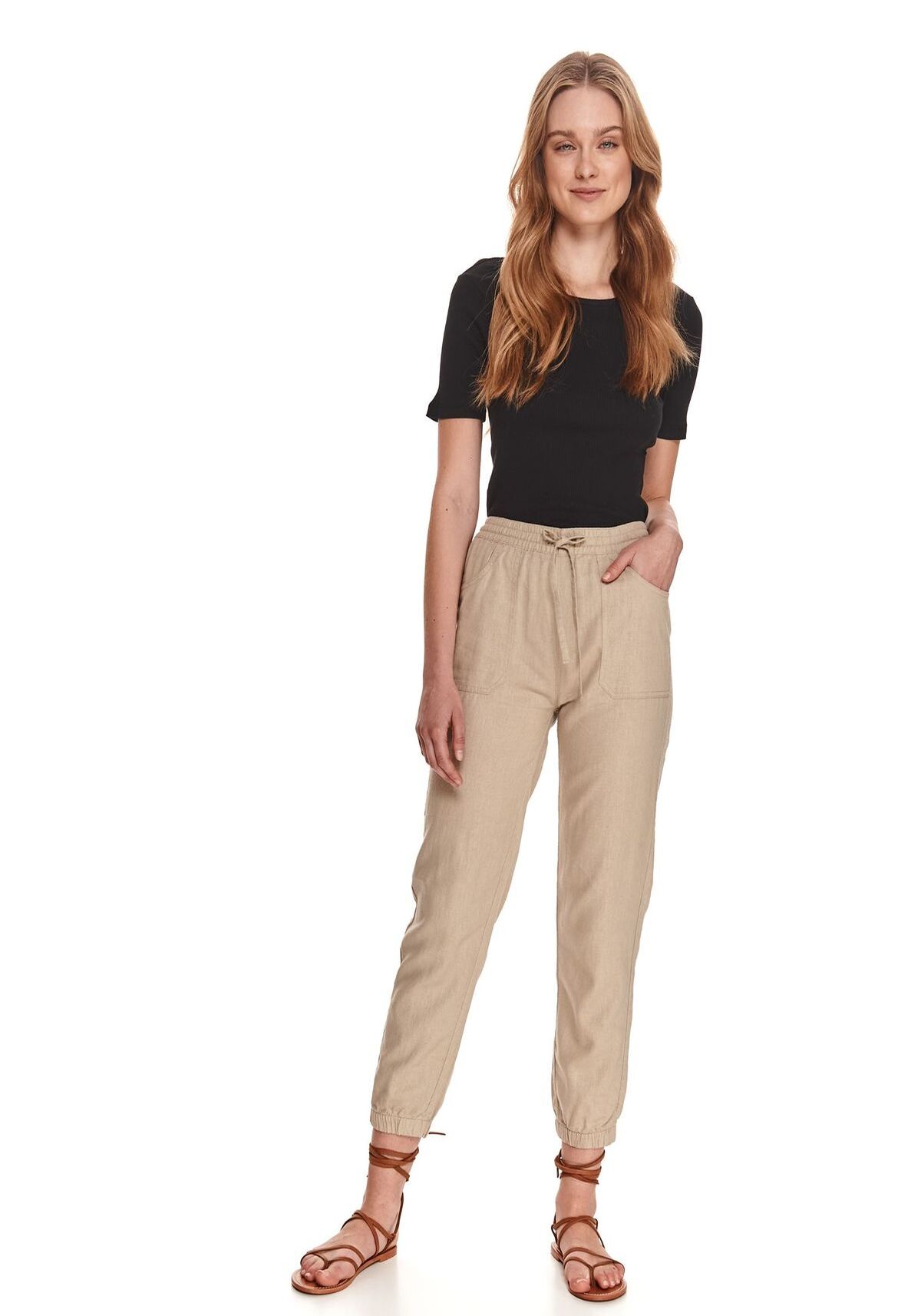 Pantaloni femei, TOP SECRET, SSP3791, Crem