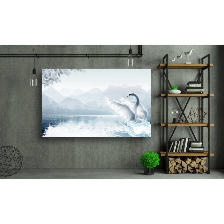 Tablou canvas - Lebada in apa, 75x50 cm