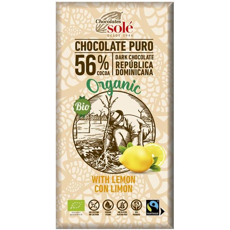 Ciocolata cu Lamaie 56% Cacao Bio 100 grame Chocolates Sole