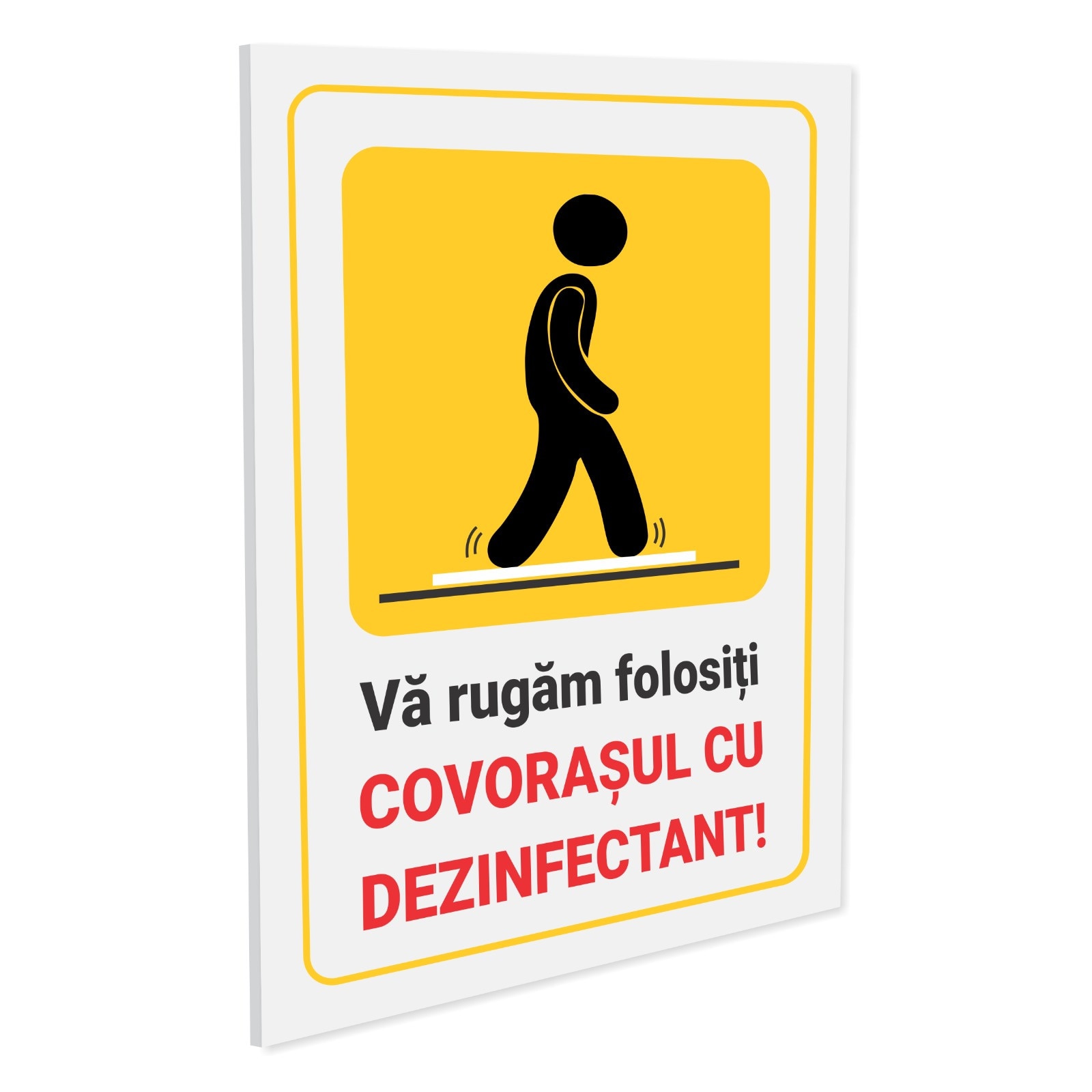 Indicator de avertizare Folositi covorasul cu dezinfectant S3039, PVC (Komatex) 3 mm, 300x400mm