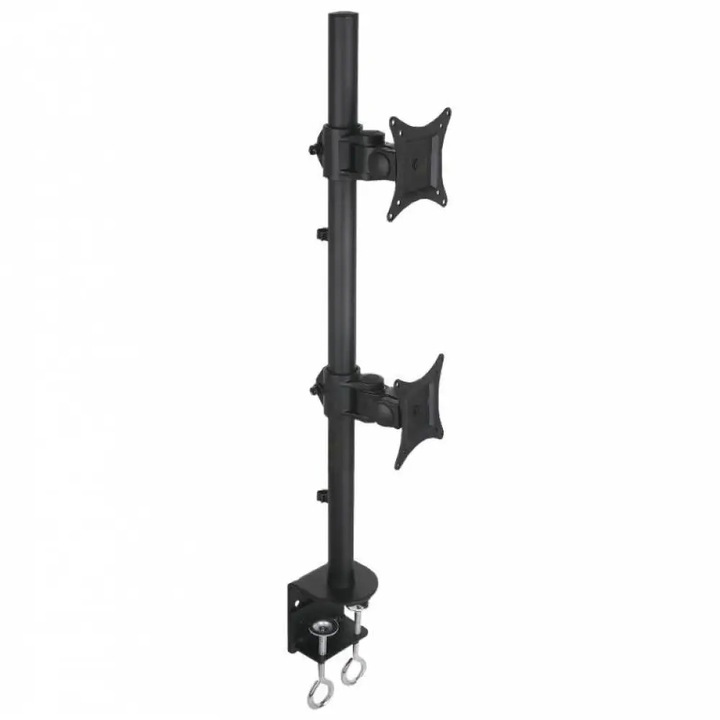 Suport de birou pentru 2 monitoare, 13-27 inch(33cm-68cm), reglabil, capacitate sustinere 10KG/monitor, Negru, Techly, ICA-LCD 350-D