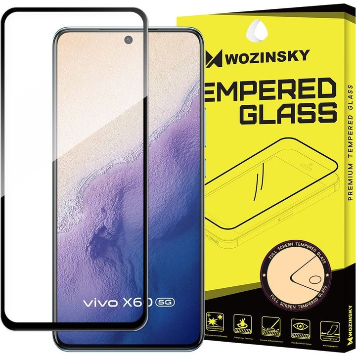 Протектор Wozinsky Tempered Glass Full Glue Super Tough за Vivo X60, черен