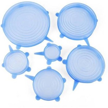 Set 6 capace pentru vase fara capac, silicon, albastru, extensibile Set 6 capace pentru vase fara capac, silicon, albastru, extensibile