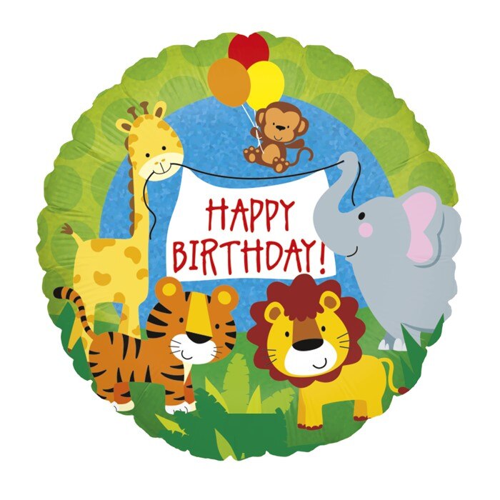 Balon folie animale jungla Happy Birthday 46 cm