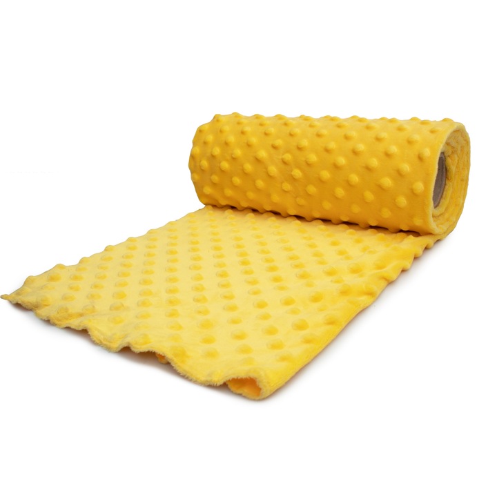Tricotaje Polar Minky Puncte Galben 50 cm x 155 cm