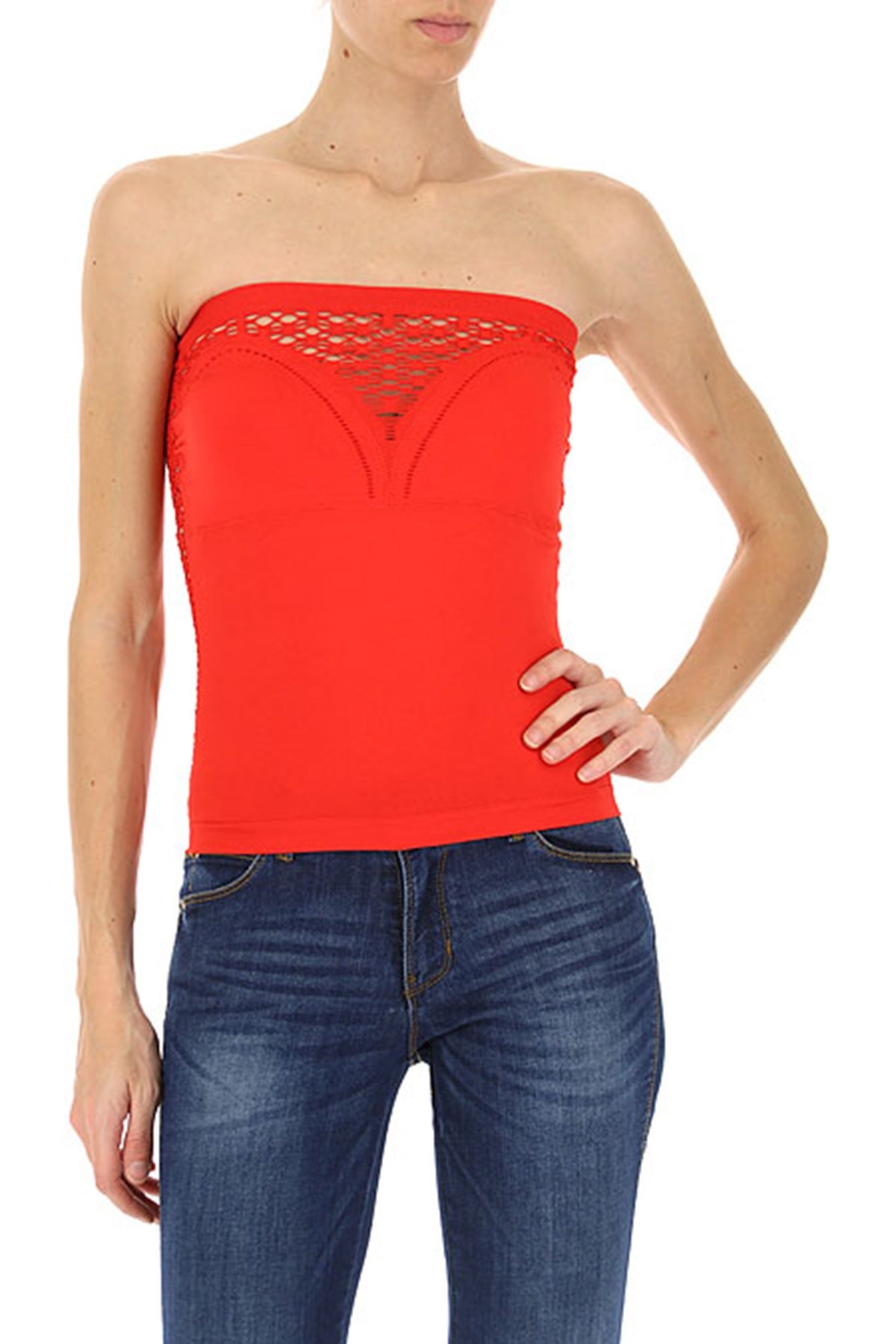 Top fara maneci , Guess , Cu plasa pe spate, Rosu