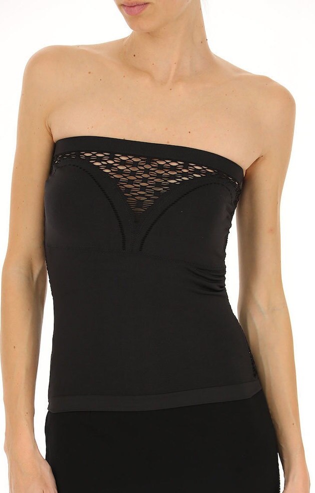 Top fara maneci , Guess , Cu plasa pe spate, Negru