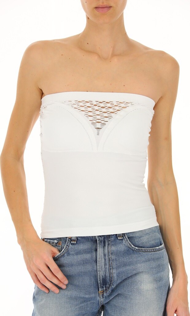 Top fara maneci , Guess , Cu plasa pe spate, Alb