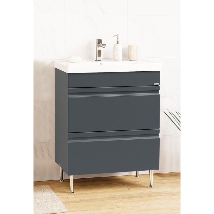 Baza si lavoar Badenmob, seria 786, 60.5x45.5x81cm, Antracit