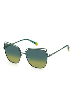 Polaroid, Ochelari de soare cat-eye polarizati, Verde, 59-16-145 Standard Polaroid, Ochelari de soare cat-eye polarizati, Verde, 59-16-145 Standard