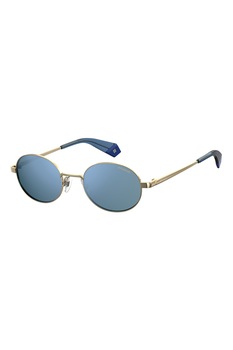 Polaroid, Ochelari de soare polarizati unisex cu lentile ovale, Auriu/Albastru, 51-20-145 Standard Polaroid, Ochelari de soare polarizati unisex cu lentile ovale, Auriu/Albastru, 51-20-145 Standard
