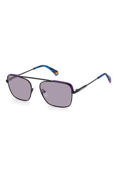 Polaroid, Ochelari de soare polarizati unisex cu rama metalica, Negru/Mov, 56-16-145 Standard Polaroid, Ochelari de soare polarizati unisex cu rama metalica, Negru/Mov, 56-16-145 Standard